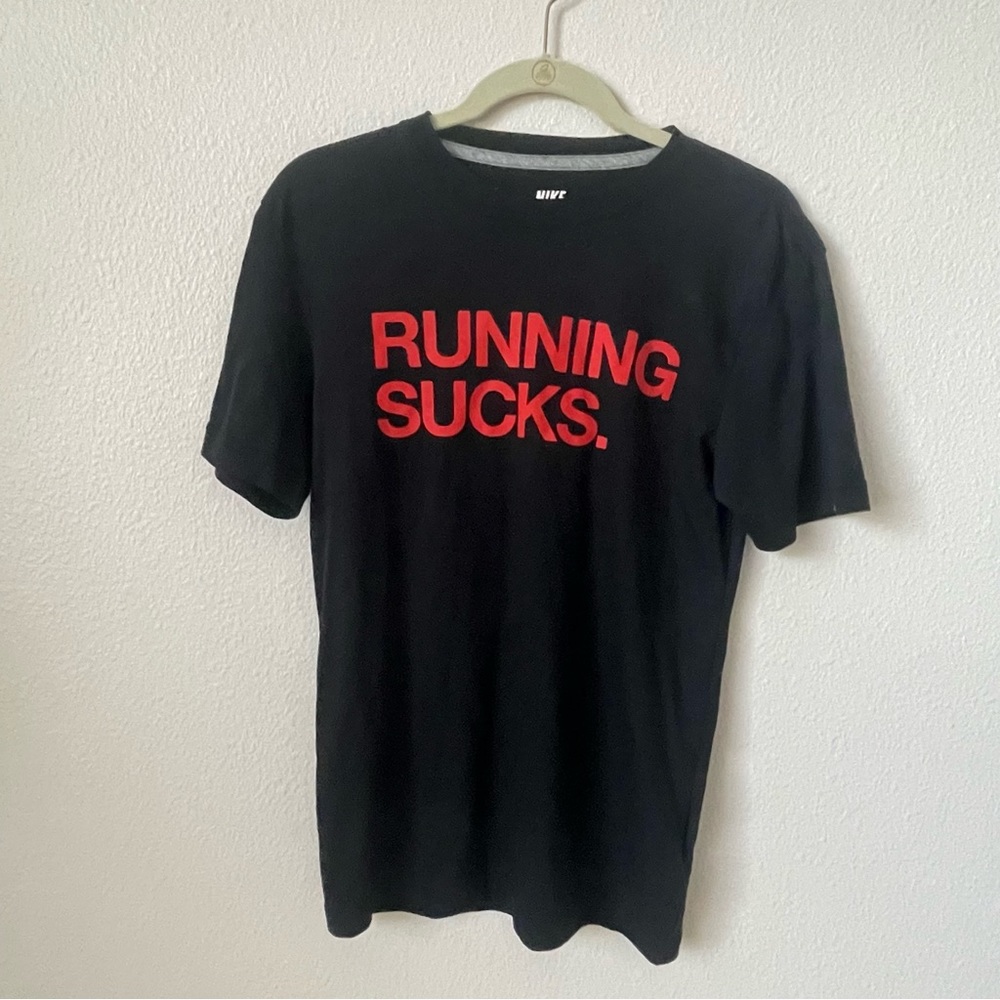 Vintage Nike  “Running Sucks” Men’s Small Black T-Shirt